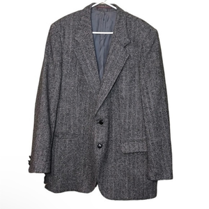 Sears Vintage Tweed Wool Jacket Grey Herringbone Blazer Sportcoat 44T